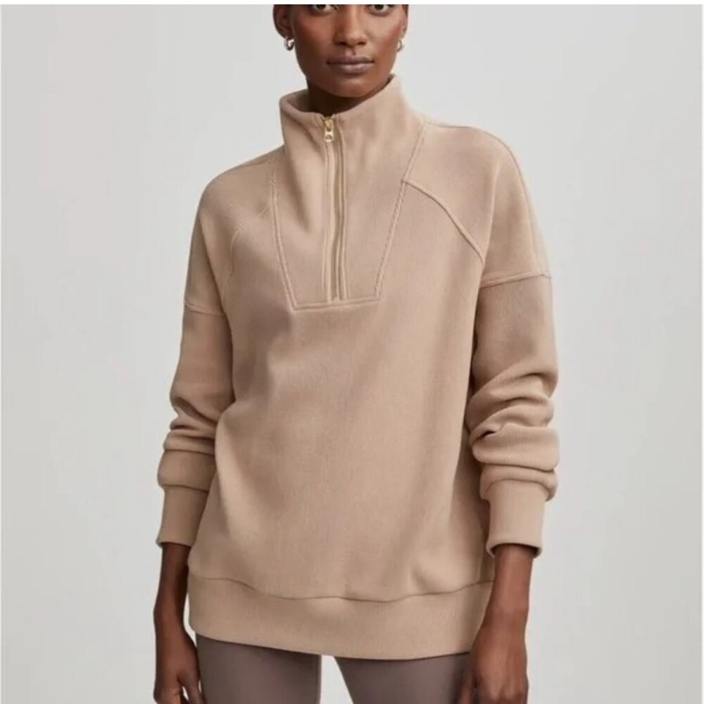 NEW VARLEY rhea half-zip sweat in stucco Sz XS